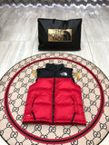 The North Face Red and Black Color-Block Puffer Vest