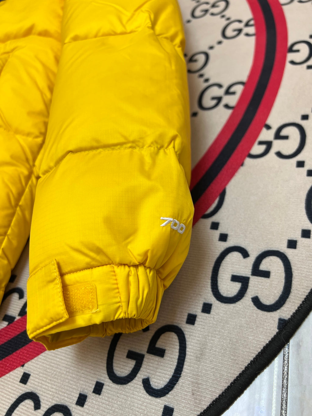 The North Face Yellow and Black Color-Block Puffer Jacket