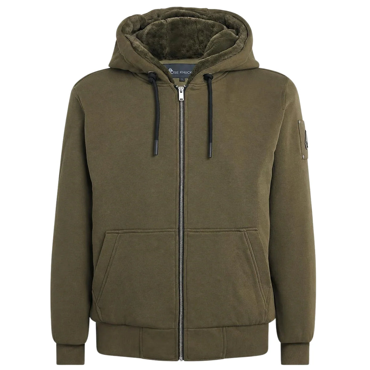 Moose Knuckles Olive Green Plush-Lined Zip-Up Hoodie