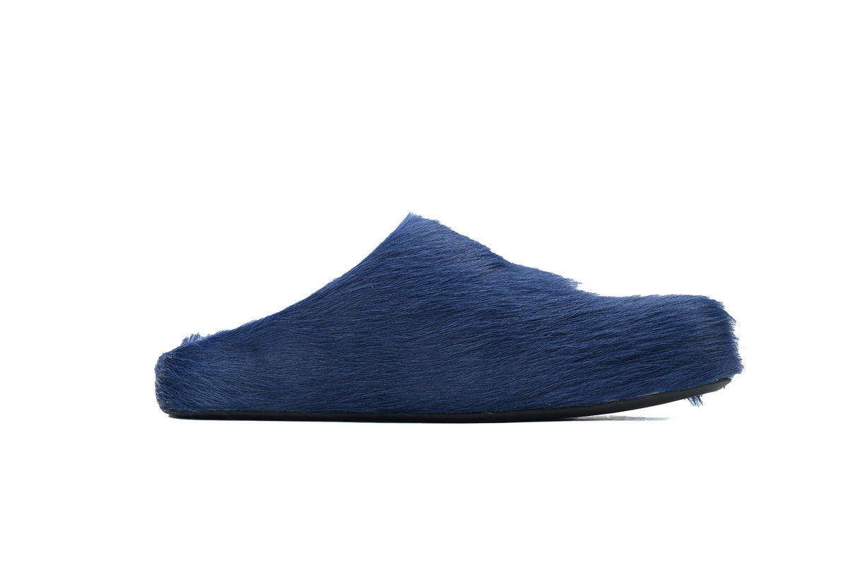MARNI Long-Hair Calfskin Fussbett Sabot Dark Blue