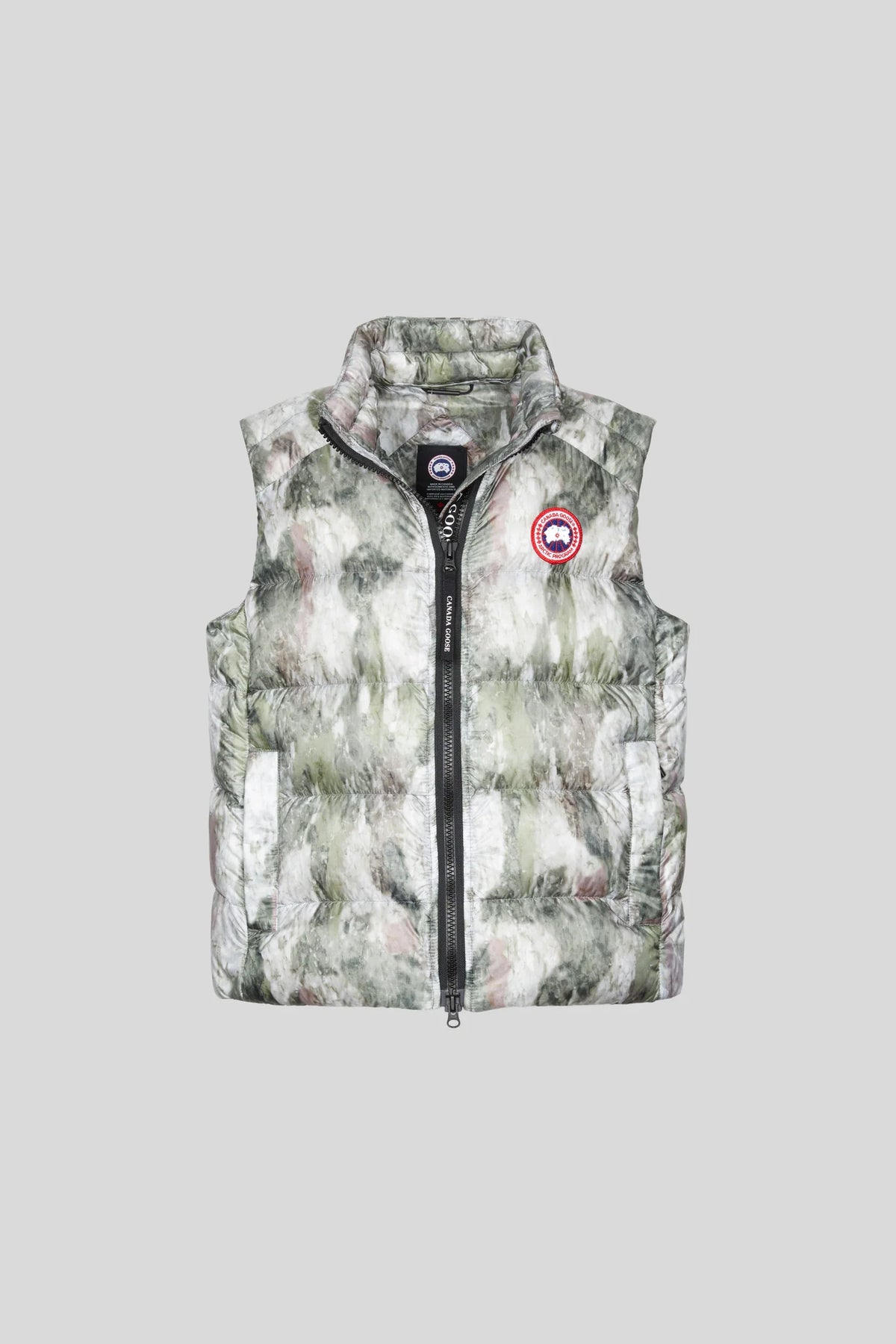 Canada Goose Sage Green and White Abstract Print Puffer Vest