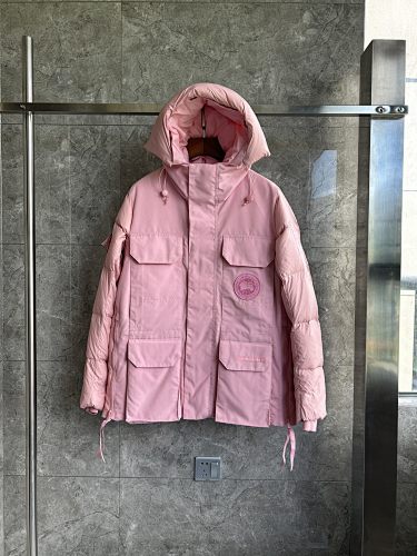 Canada Goose Dusty Pink Hooded Puffer Jacket with Tonal Logo Patch