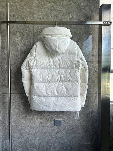Canada Goose White Hooded Puffer Jacket with Tonal Logo Patch