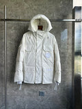 Canada Goose White Hooded Puffer Jacket with Tonal Logo Patch