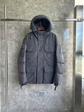 Canada Goose Charcoal Gray Hooded Puffer Jacket with Tonal Logo Patch