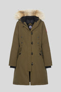 Canada Goose Olive Green Long Hooded Parka with Plush Trim
