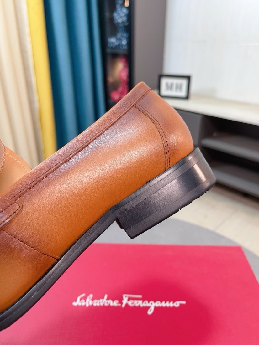 Ferragamo Tan Leather Bit Loafers
