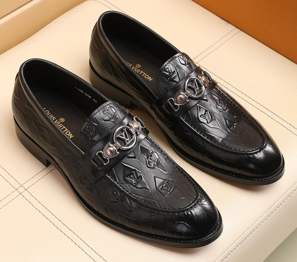 Louis Vuitton Black Embossed Loafers