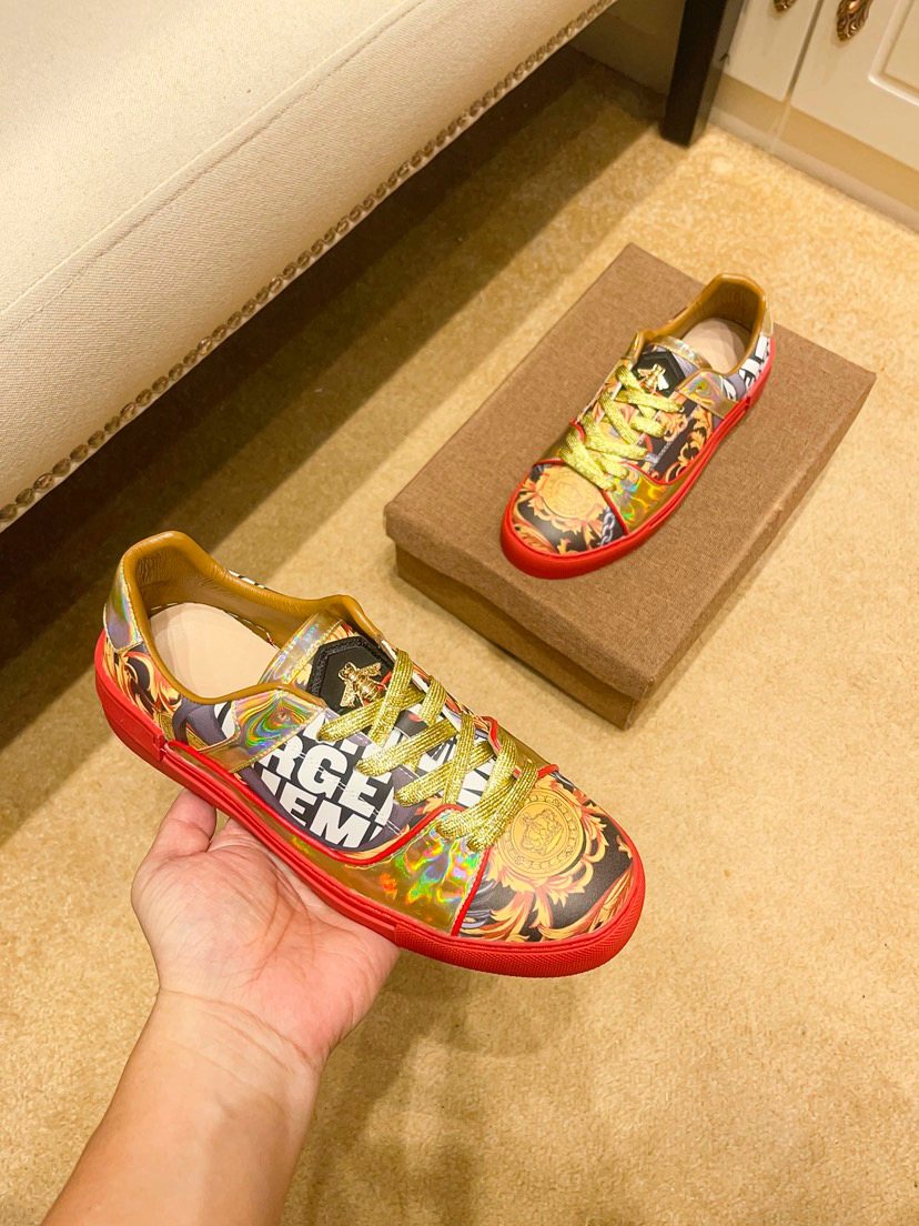 Yellow Graphic Print Low-Top Sneakers