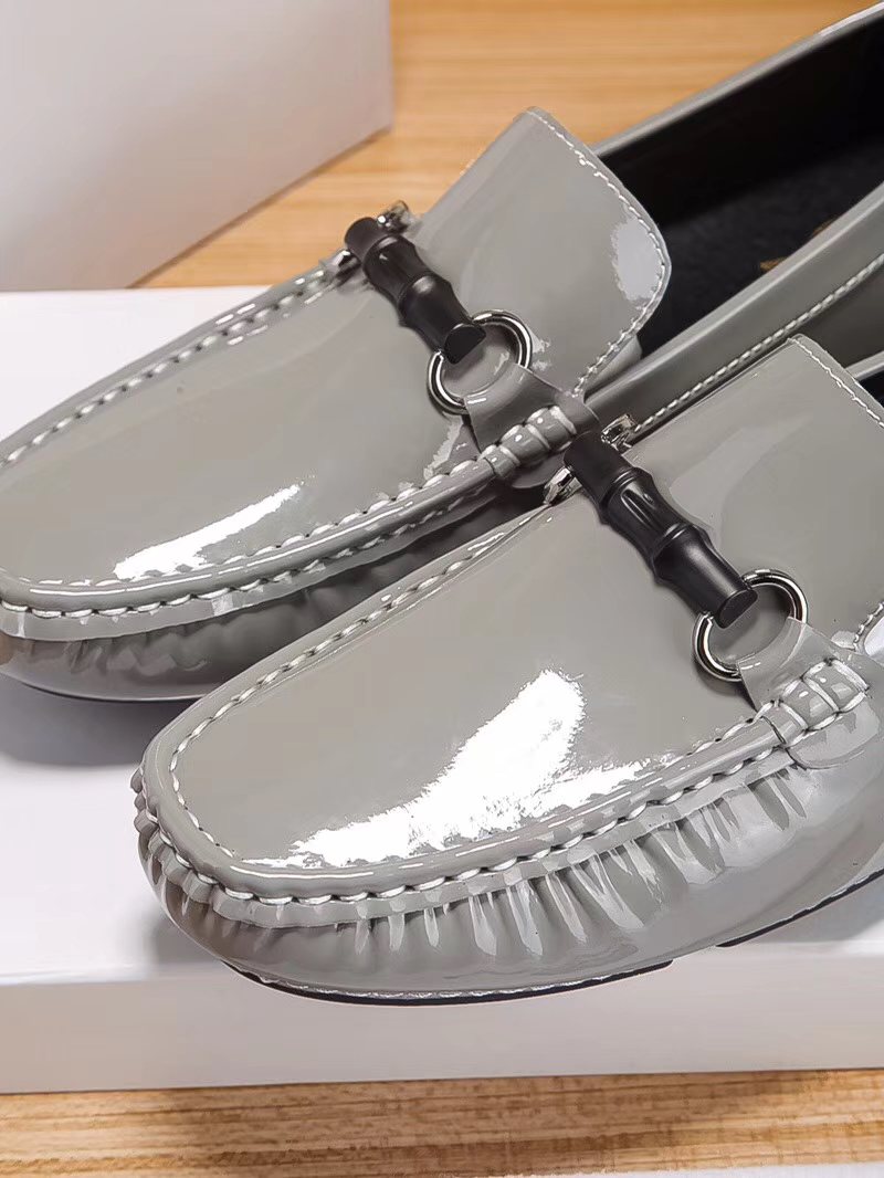 Versace Glossy Gray Bit Loafers