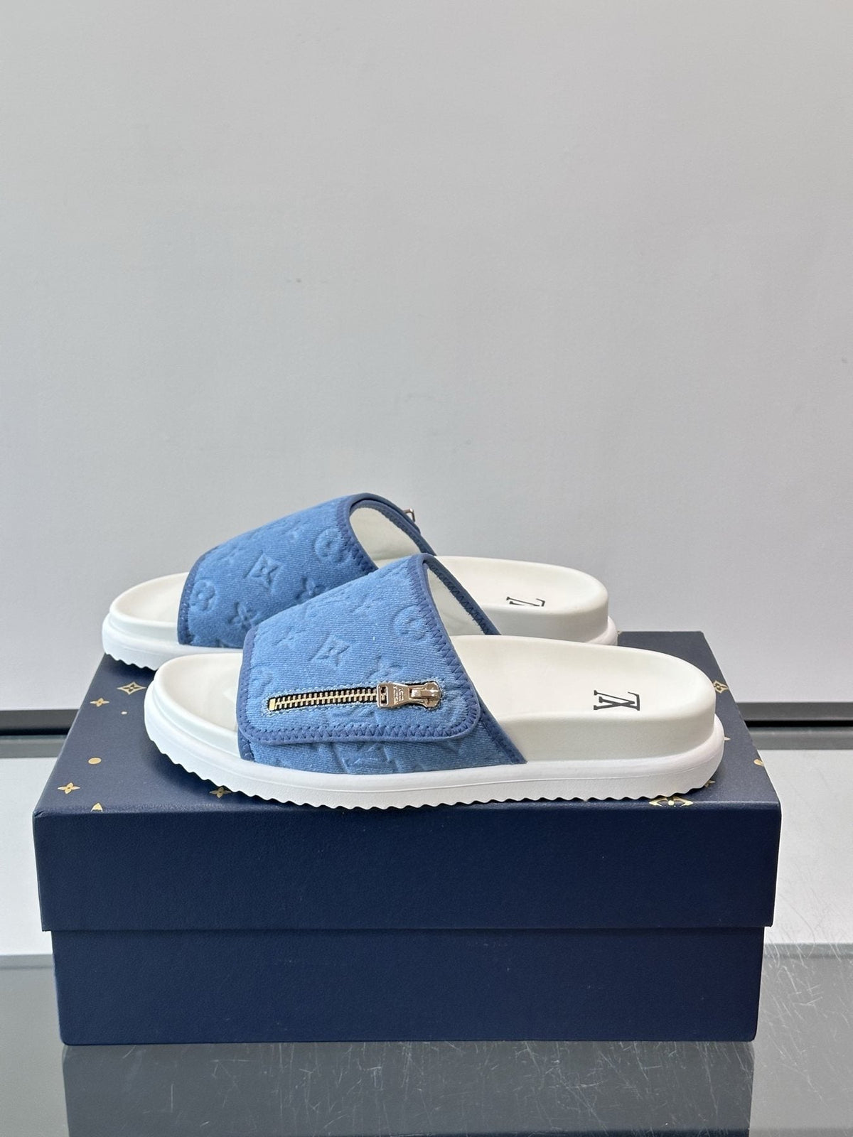 Louis Vuitton Embossed Strap Slide Sandals - Open Toe