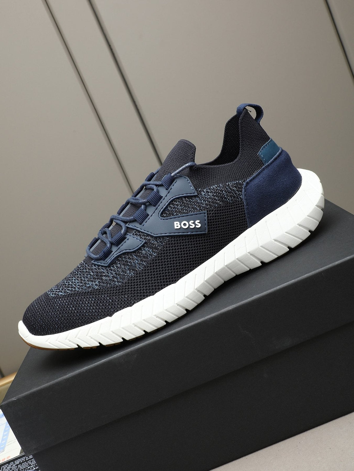 BOSS Textured Lace-Up Sneakers