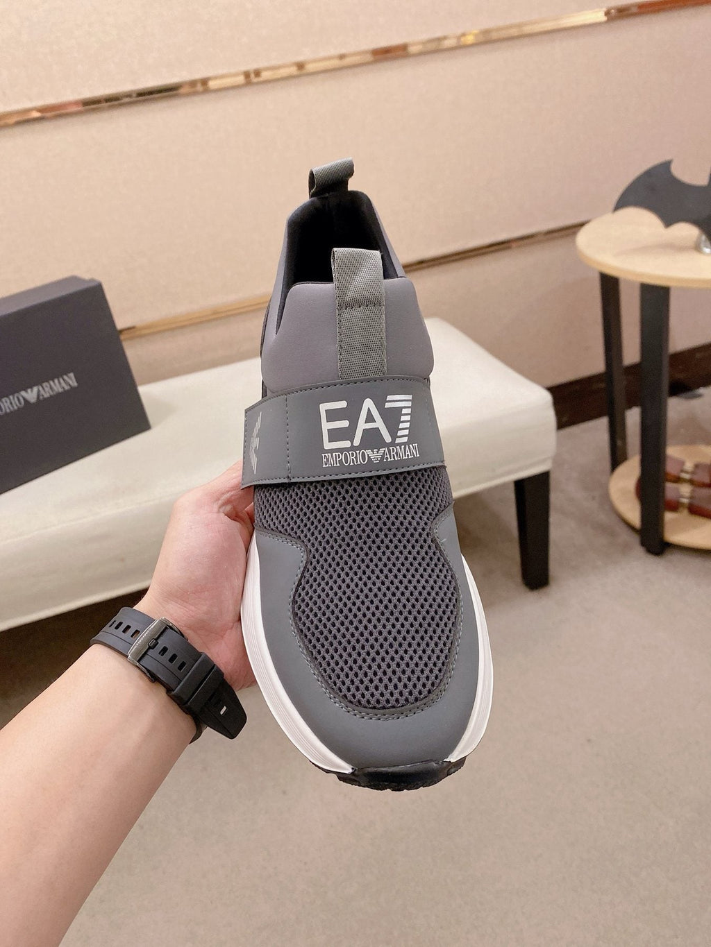 Emporio Armani Branded Strap Slip-On Sneakers