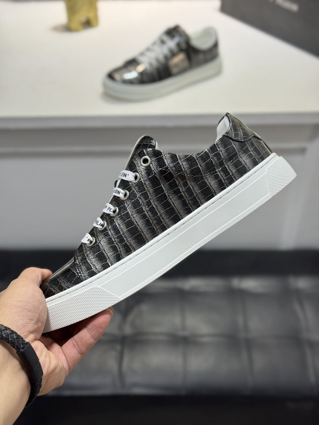 Philipp Plein Men's Textured Low-Top Sneakers - Textured Patterned Upper