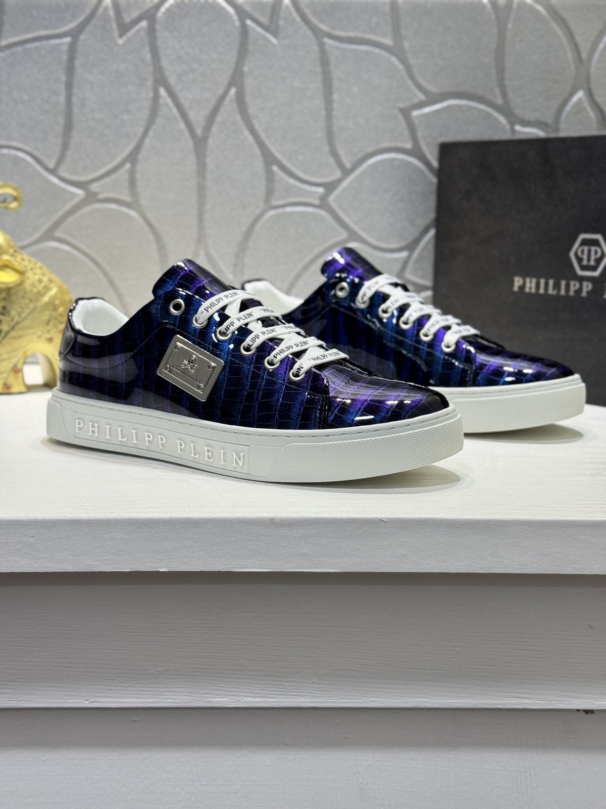 Philipp Plein Men's Textured Low-Top Sneakers - Textured Patterned Upper