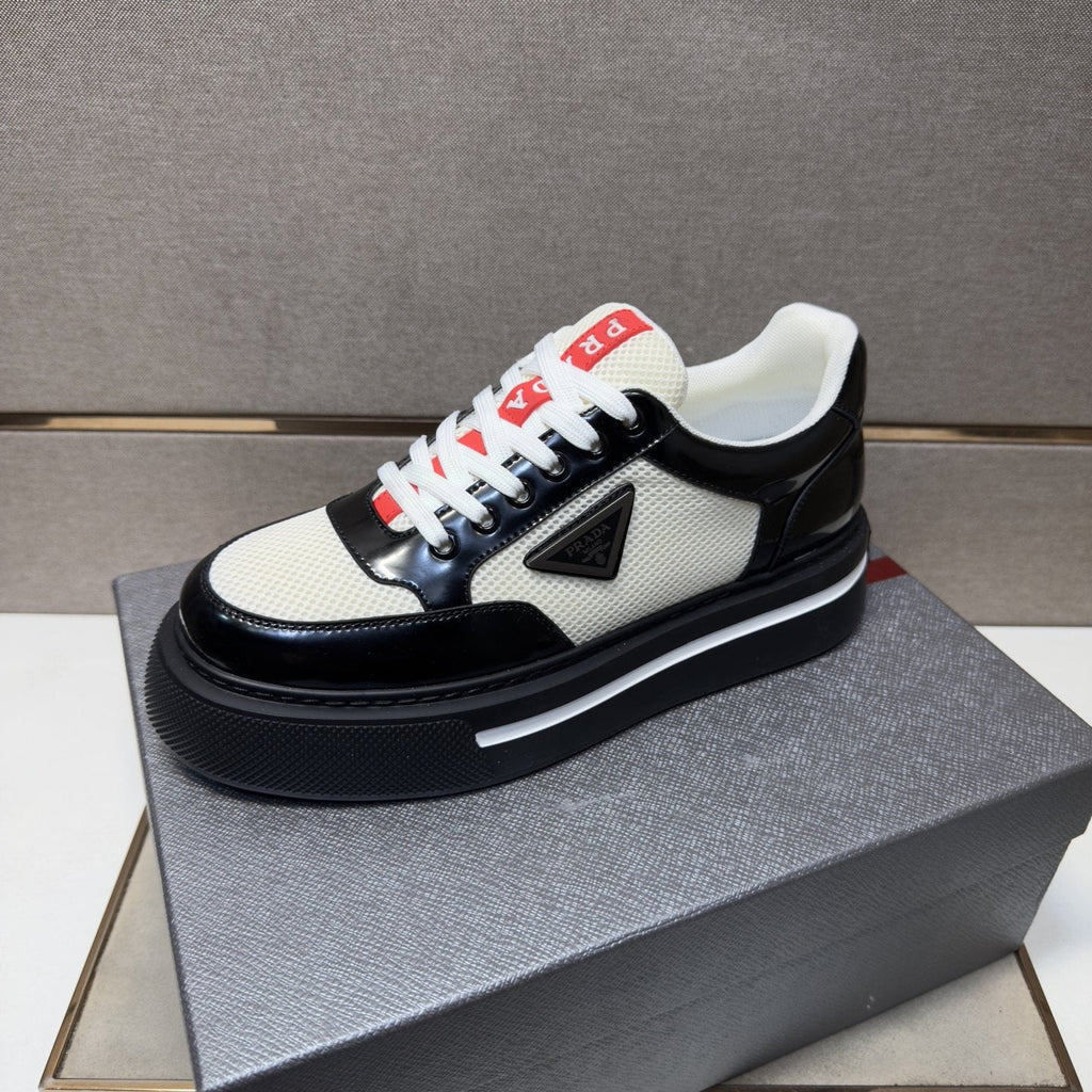Prada Men's Contrast Panel Low-Top Sneakers