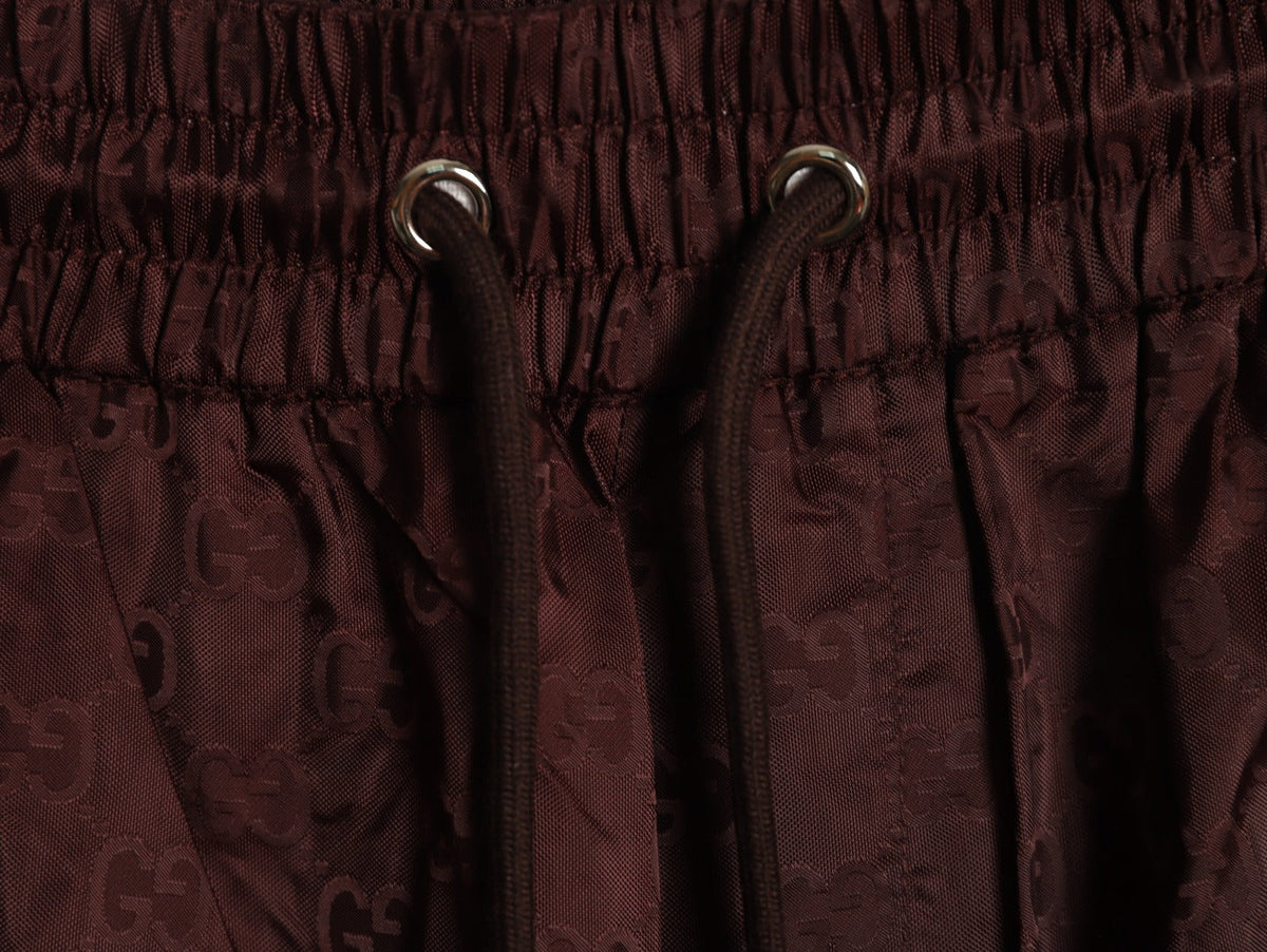 Gucci Tonal Double-G-Style Allover Drawstring Shorts - Burgundy