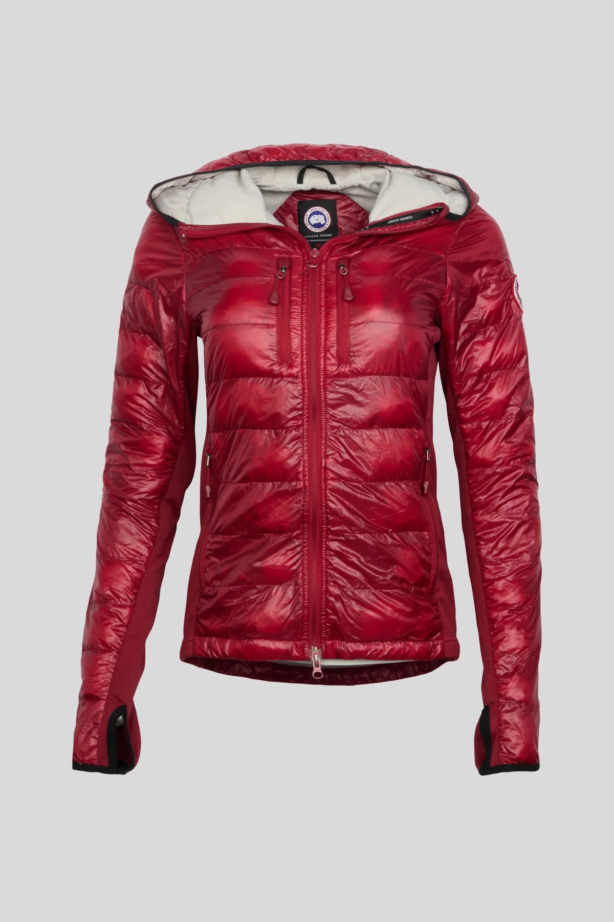 Canada Goose Glossy Red Hooded Puffer Jacket